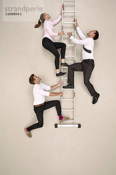 Drei Geschäftskollegen auf der Leiter
