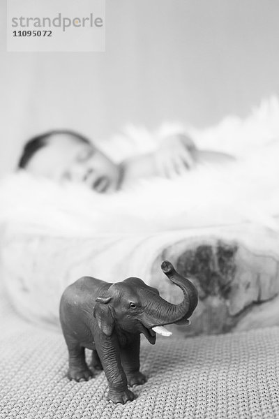 Nahaufnahme eines süßen neugeborenen Mädchens im Schlaf  Fürstenfeldbruck  Bayern  Deutschland