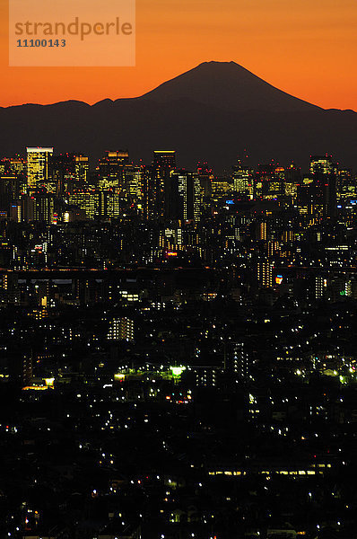 Ichikawa Stadt in der Abenddämmerung  Präfektur Chiba  Honshu  Japan