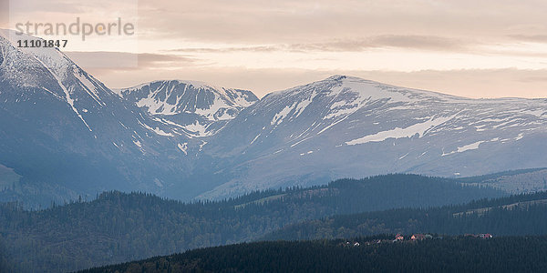 Karpaten bei Ranca bei Sonnenaufgang  Parang-Gebirge  Region Oltenia  Rumänien  Europa