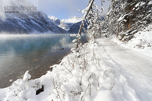 Pfad entlang des Lake Louise  Banff-Nationalpark  UNESCO-Welterbe  Rocky Mountains  Alberta  Kanada  Nordamerika