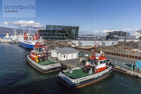 Ein Blick auf den Hafen von Reykjavik  Island  Polarregionen