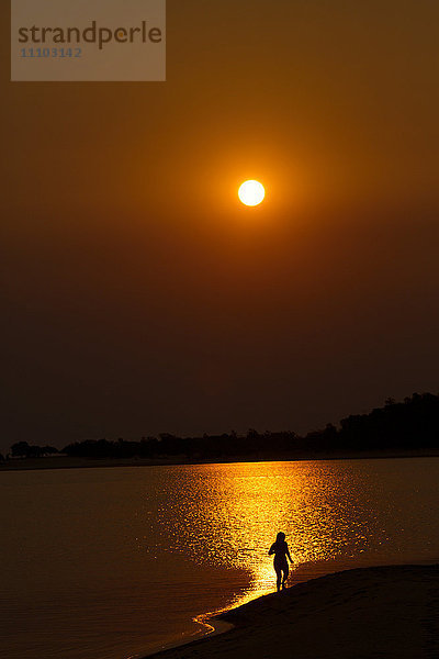 Sonnenuntergang über dem Tapajos-Fluss  Amazonas  Alter do Chao  Para  Brasilien  Südamerika