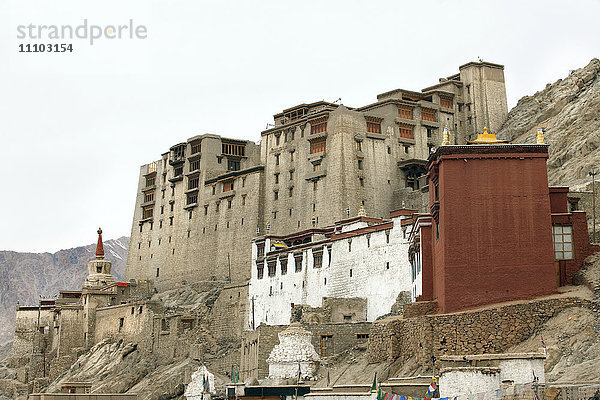 Palast in Leh mit LAMO-Haus darunter. Ladakh  Indien  Asien
