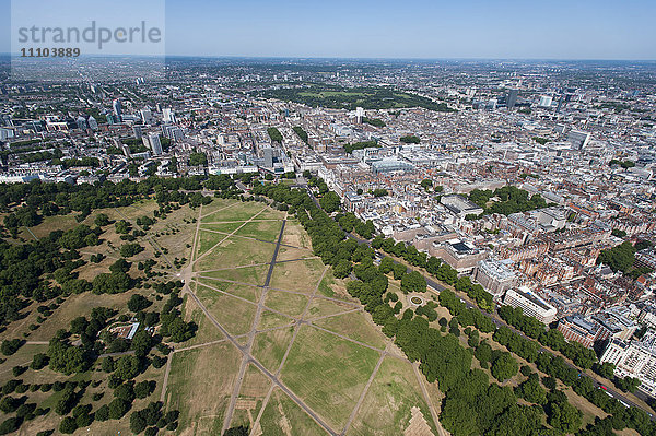 Luftaufnahme von Hyde Park und London  England  Vereinigtes Königreich  Europa