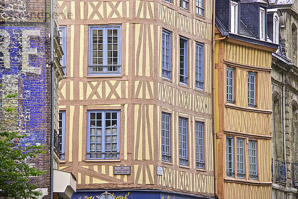 Normannische Fachwerkfassaden  Rouen  Normandie  Frankreich  Europa