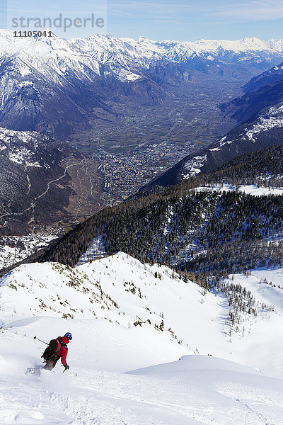 Skitouren bei Martigny am Col de la Forclaz  Wallis  Schweizer Alpen  Schweiz  Europa