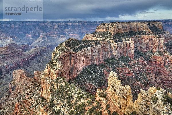 Nachmittäglicher Gewitterschauer  vom Cape Royal Point  North Rim  Grand Canyon National Park  UNESCO Weltkulturerbe  Arizona  Vereinigte Staaten von Amerika  Nordamerika