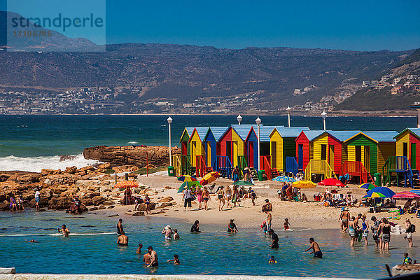 Bunte Strandhütten  Muizenberg Beach  Kapstadt  Südafrika  Afrika