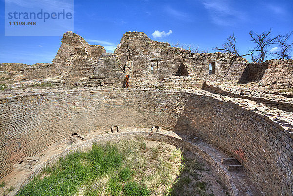 Offene Kiva in den West Ruins  Aztec Ruins National Monument  aus der Zeit zwischen 850 und 1100 n. Chr.  UNESCO-Weltkulturerbe  New Mexico  Vereinigte Staaten von Amerika  Nordamerika