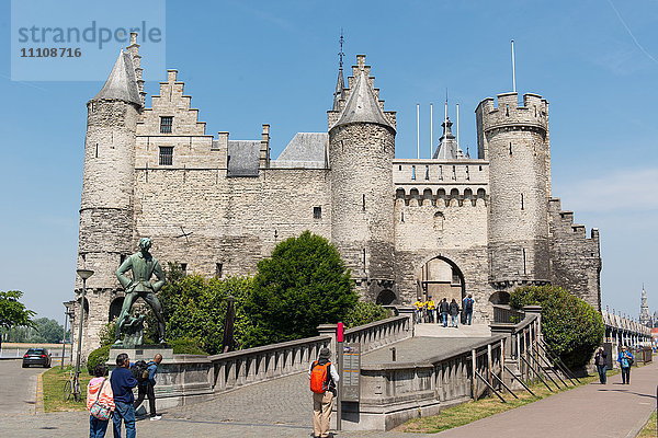 Het Steen  eine mittelalterliche Festung in Antwerpen  Belgien  Europa