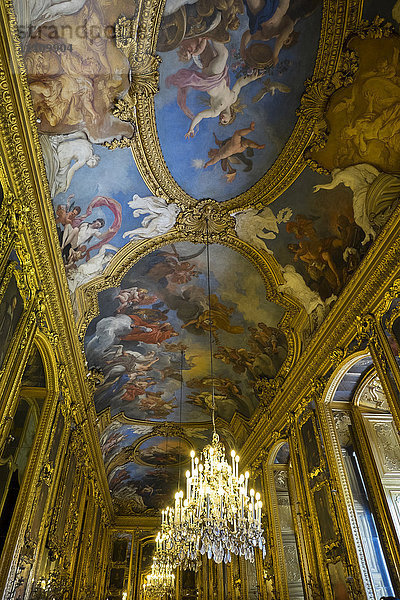 Italien  Piemont  Turin  Königspalast  Galerie Daniel  von Daniel Seyter  der im Gewölbe die Apotheose von Vittorio Amedeo II. malte