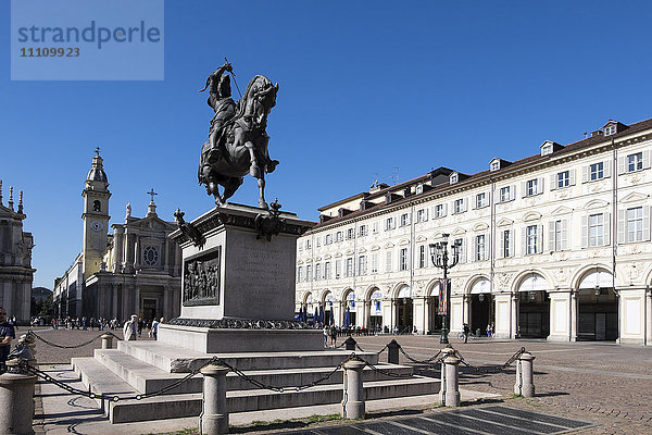 Italien  Piemont  Turin  Piazza San Carlo  Reiterstandbild von Emanuele Filiberto