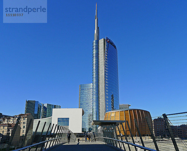 Italien  Lombardei  Mailand  Porta Nuova  Unicredit Tower und Unicredit Pavilion