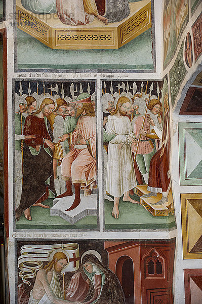 Italien  Lombardei  Clusone. Fresko im Oratorium der Disziplinen  gemalt von Giacomo De Borlone Buschis im Jahr 1484. Das Leben von Jesus