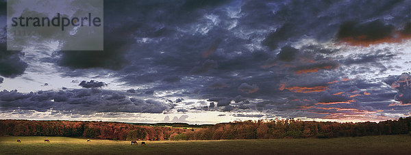Dramatischer Himmel über ländlicher Landschaft