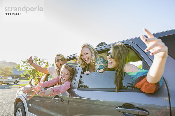 Verspielte Freunde im Auto