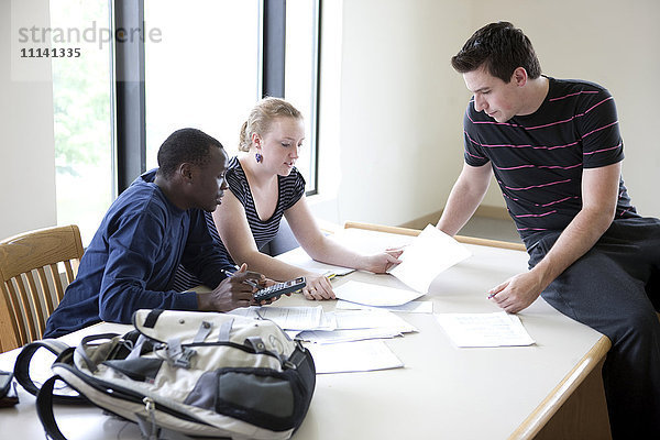 Studenten arbeiten gemeinsam in der Bibliothek