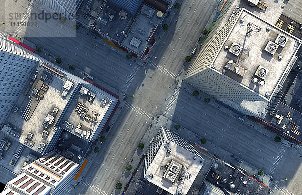 Luftaufnahme einer Kreuzung in New York City  New York  Vereinigte Staaten