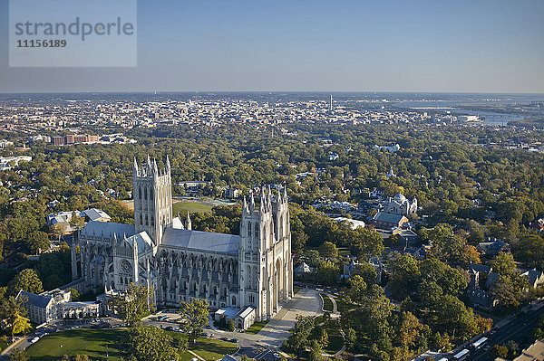 USA  Washington  D.C.  Luftaufnahme der National Cathedral