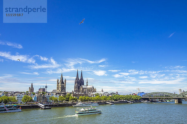 Deutschland  Köln  Blick auf die Skyline mit dem Rhein im Vordergrund