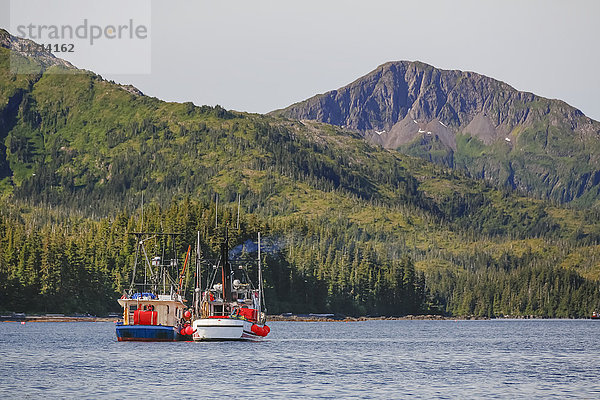 Zwei kommerzielle Fischerboote auf den Gewässern der Main Bay bei Whittier  Prince William Sound  Southcentral Alaska  USA