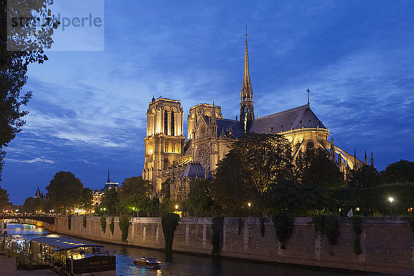 Notre-Dame de Paris  bei Nacht beleuchtet; Paris  Frankreich'.
