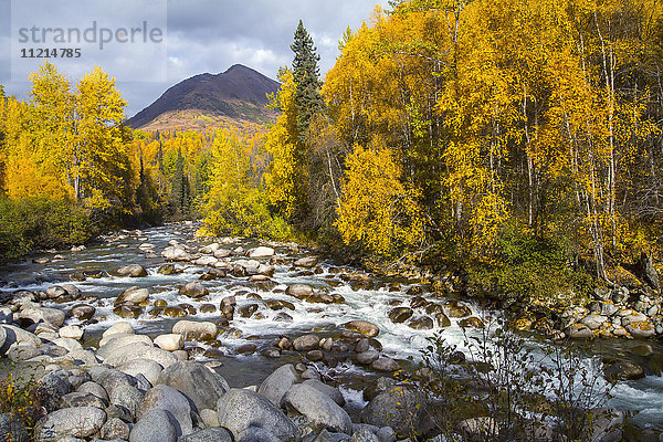 Kleiner Susitna-Fluss am Hatcher Pass in der Nähe von Palmer  im Herbst  Süd-Zentral-Alaska; Alaska  Vereinigte Staaten von Amerika'.