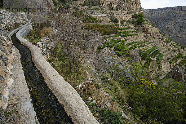 Falage-Bewässerungssystem in der Berglandschaft von Jabal Akhdar