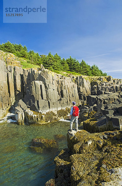 Wanderer entlang der Basaltklippen  Brier Island  Bay of Fundy; Nova Scotia  Kanada'.