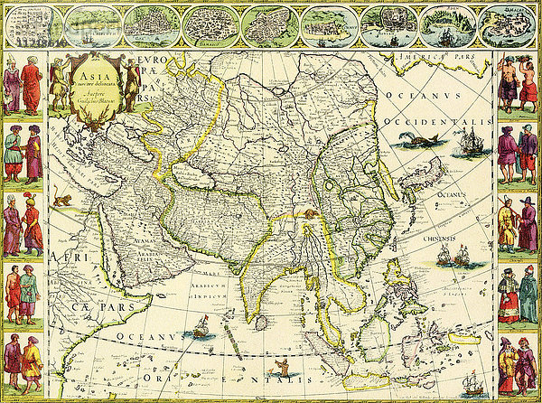 Karte von Asien von J. Blaeu  1632. Aus British Merchant Adventurers  veröffentlicht 1942.