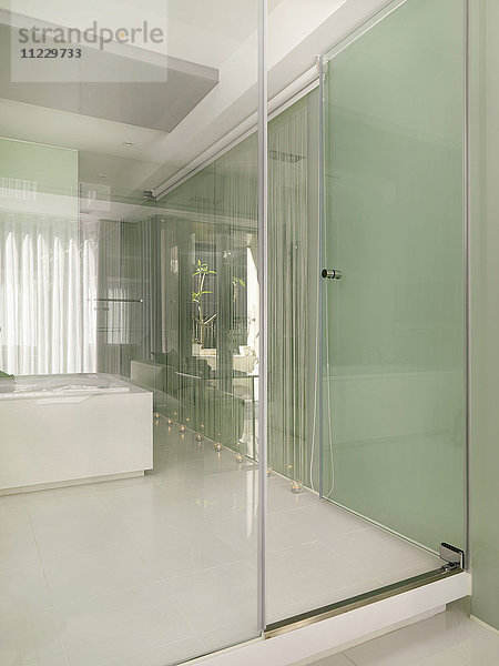 Glaswand um modernes Badezimmer
