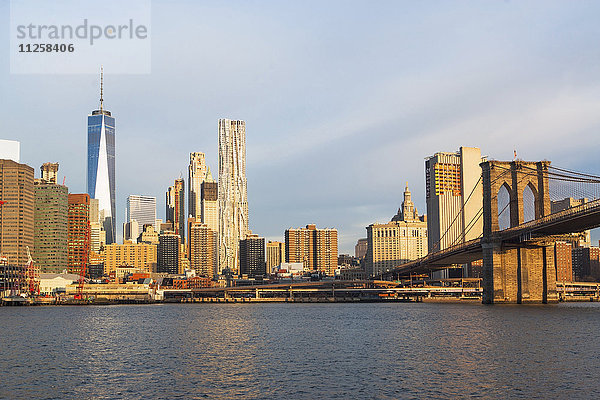 USA  New York State  New York City  Manhattan  Stadtbild mit Brooklyn Bridge