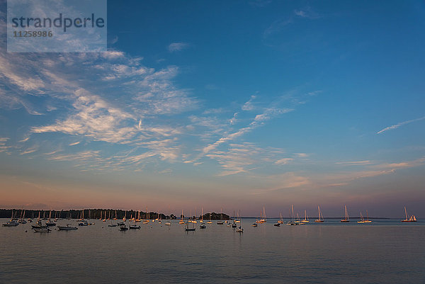 USA  Maine  Camden  Segelboote bei Sonnenuntergang