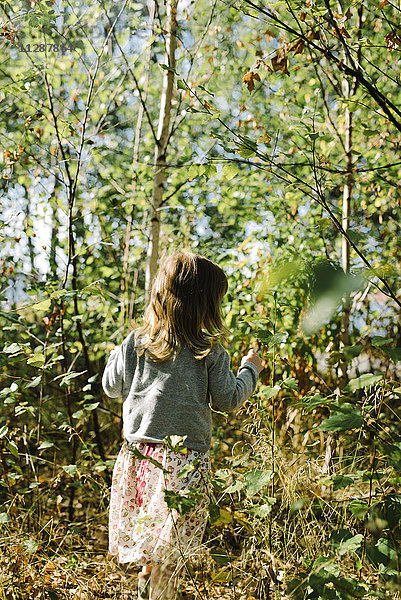 Mädchen geht im Wald spazieren
