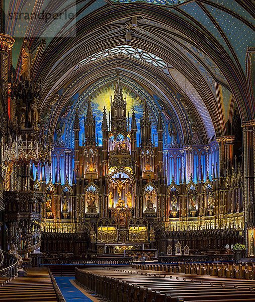 Innenansicht der Basilika Notre-Dame de Montréal  neugotische Architektur  erbaut zwischen 1824 und 1829  Montréal  Québec  Kanada  Nordamerika