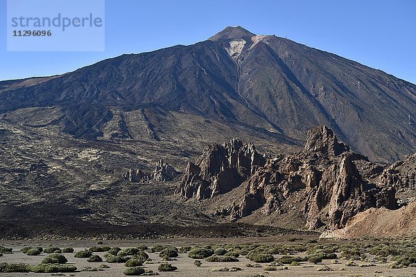 Hochebene Llano de Ucanca  Roques de Garcia  Pico del Teide  Nationalpark Teide  Teneriffa  Kanarische Inseln  Spanien  Europa