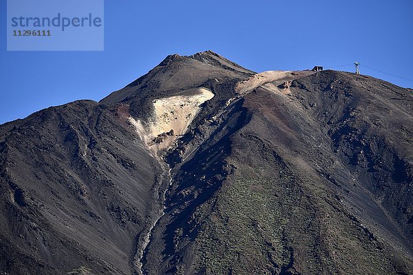 Pico del Teide mit Schwefelablagerung  Seilbahn Teleferico  Nationalpark Teide  Teneriffa  Kanarische Inseln  Spanien  Europa