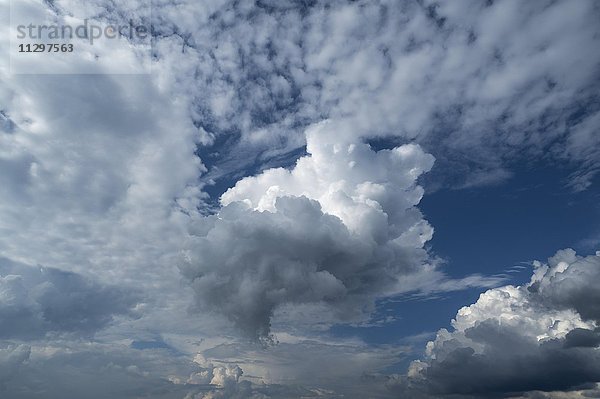 Verschiedene Wolkenformationen  Bayern  Deutschland  Europa