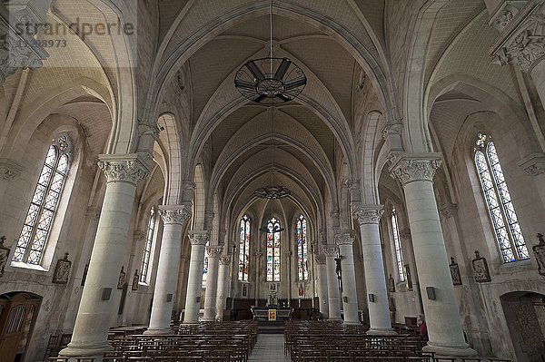 Innenraum der Kirche St.Michael  Insel Saint Michel en l'Herm  Vandée  Frankreich  Europa