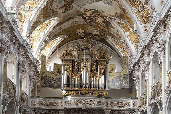Orgelempore  Dom St. Maria und St. Korbinian oder Mariendom  Freising  Bayern  Oberbayern  Deutschland  Europa