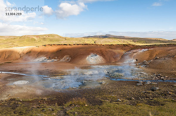 Heiße Quellen und Schlammtöpfe bei Krysuvik  Seltun  Halbinsel Reykjanes  Südwestisland.