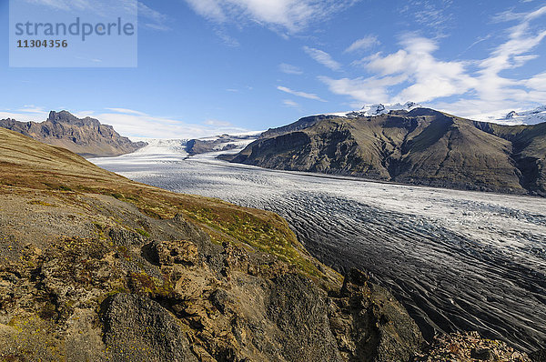 Gletscher Skaftafellsjökull im Nationalpark Vatnajökull im Süden Islands.