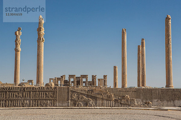 Iran  Persepolis-Stadt  Ruinen von Persepolis  Relief an der Apadana-Treppe  Apadana-Palast