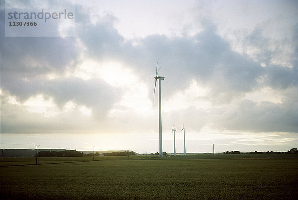 Windkraftanlagen in der Abenddämmerung