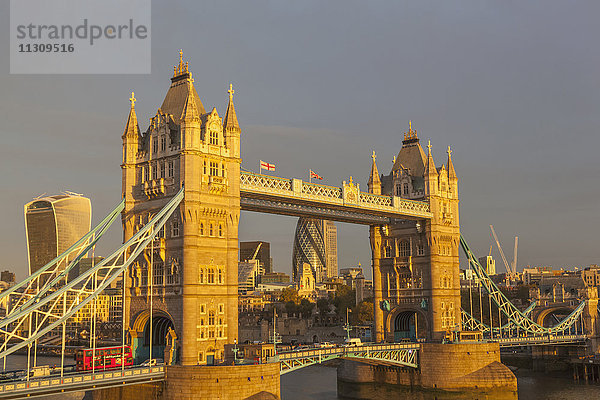 England  London  Tower Bridge und Skyline der Stadt London