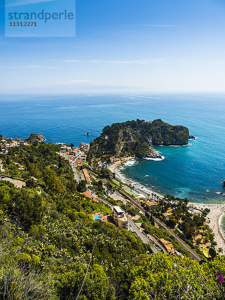 Italien  Sizilien  Taormina  Blick auf Isola Bella