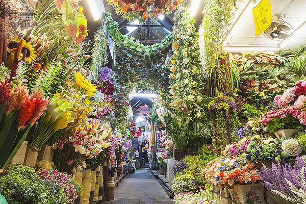 Thailand  Bangkok  Chatuchak-Markt  Auslage für künstliche Blumen