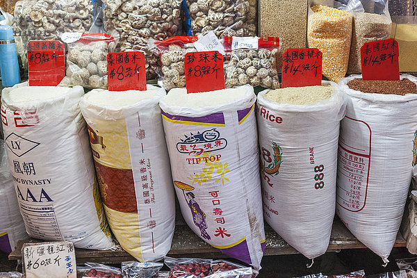 China  Hongkong  Lebensmittelgeschäft Auslage von Reis