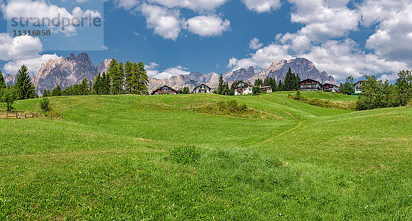 Cortina d'Ampezzo  Italien  Dolomitenberg Pomagagnon  Feld mit Hütten